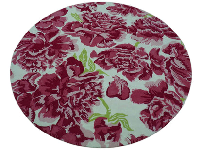 Custom Made Modern Pink Floral Hand Tufted Wool Rug.
