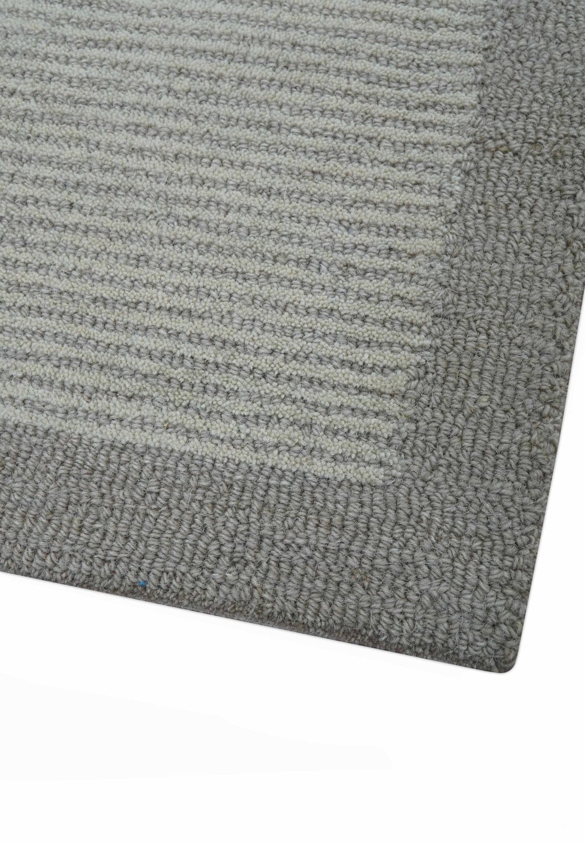 Custom Made Modern Solid Design Gray Hand Tufted Wool Rug.