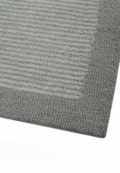 Custom Made Modern Solid Design Gray Hand Tufted Wool Rug.