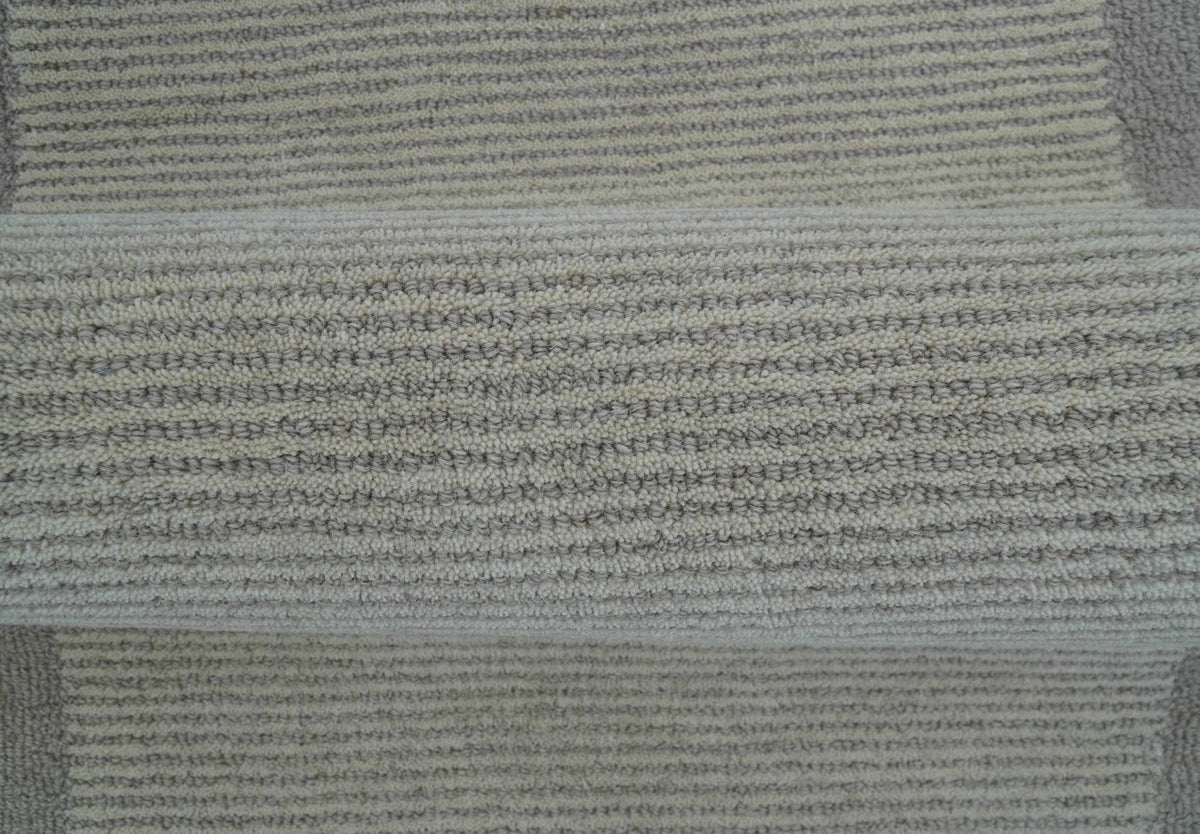 Custom Made Modern Solid Design Gray Hand Tufted Wool Rug.