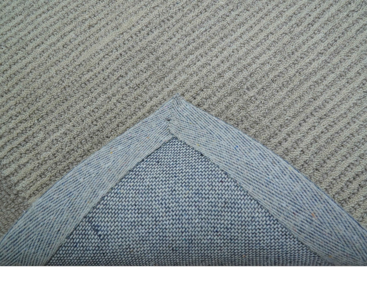 Custom Made Modern Solid Design Gray Hand Tufted Wool Rug.