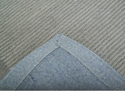 Custom Made Modern Solid Design Gray Hand Tufted Wool Rug.