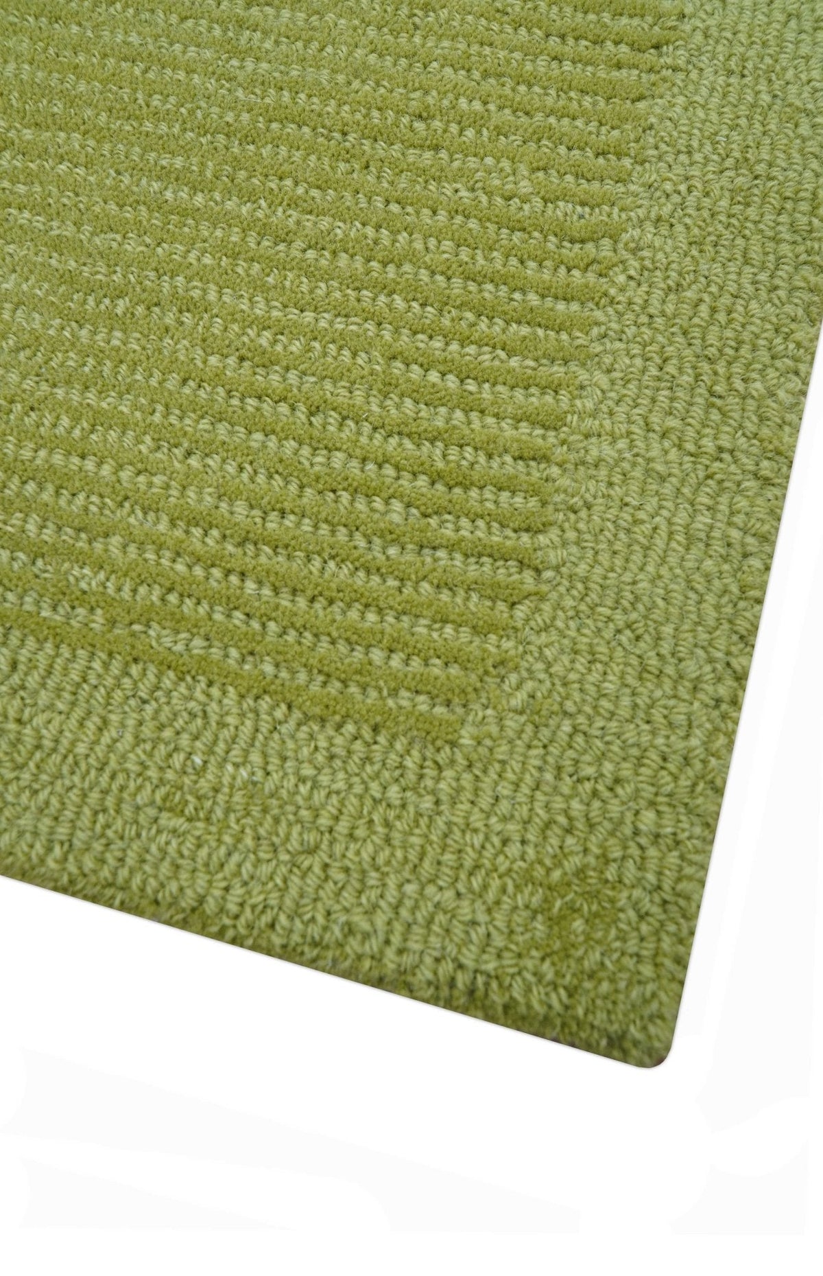 Custom Made Modern Solid Design Green Hand Tufted Wool Rug.