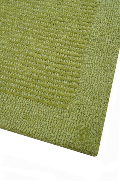 Custom Made Modern Solid Design Green Hand Tufted Wool Rug.