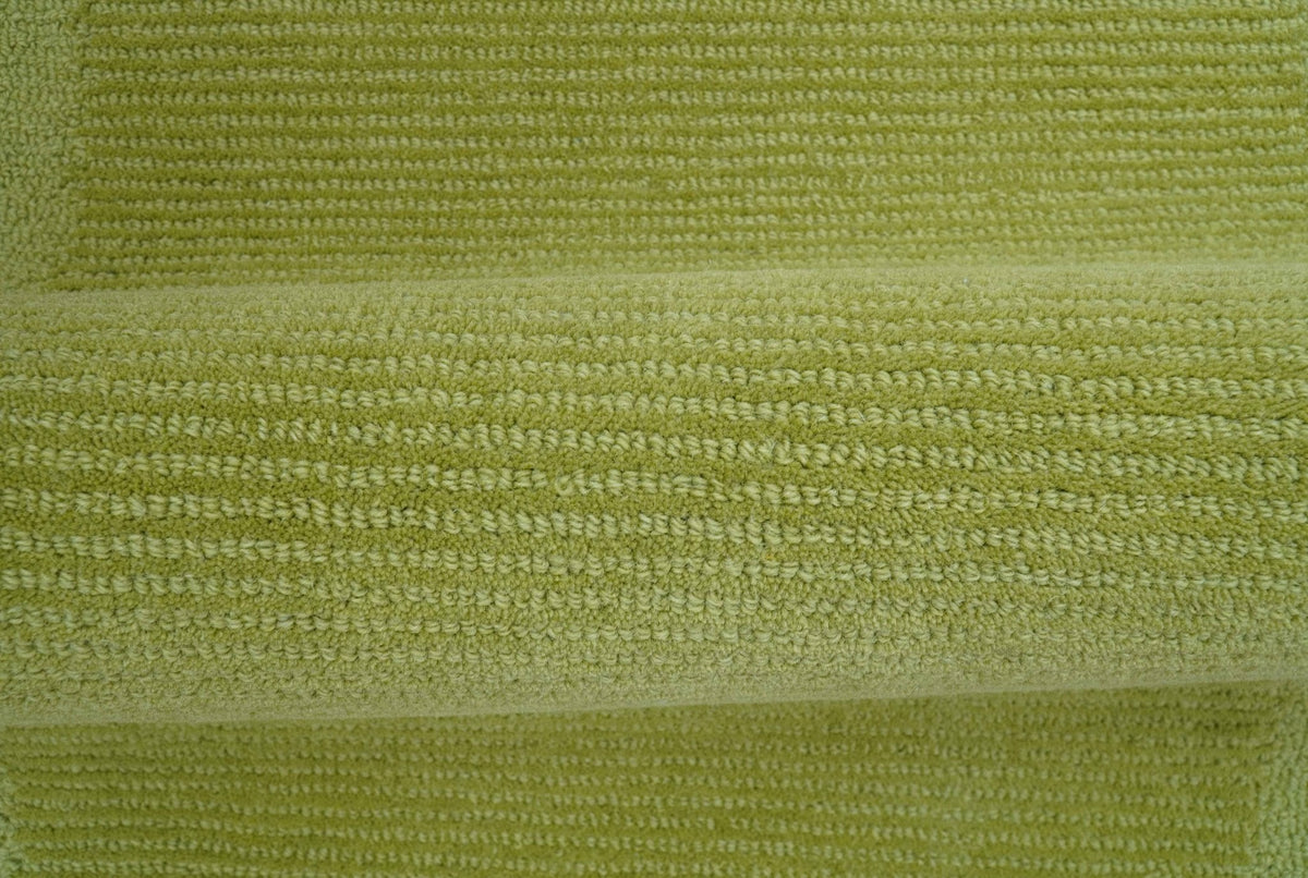 Custom Made Modern Solid Design Green Hand Tufted Wool Rug.