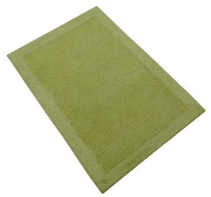Custom Made Modern Solid Design Green Hand Tufted Wool Rug.