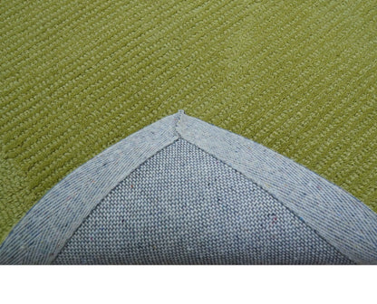 Custom Made Modern Solid Design Green Hand Tufted Wool Rug.