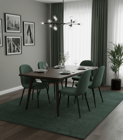 Custom Made Modern Solid Green Hand Tufted Wool Area Rug.