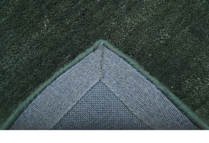 Custom Made Modern Solid Green Hand Tufted Wool Area Rug.