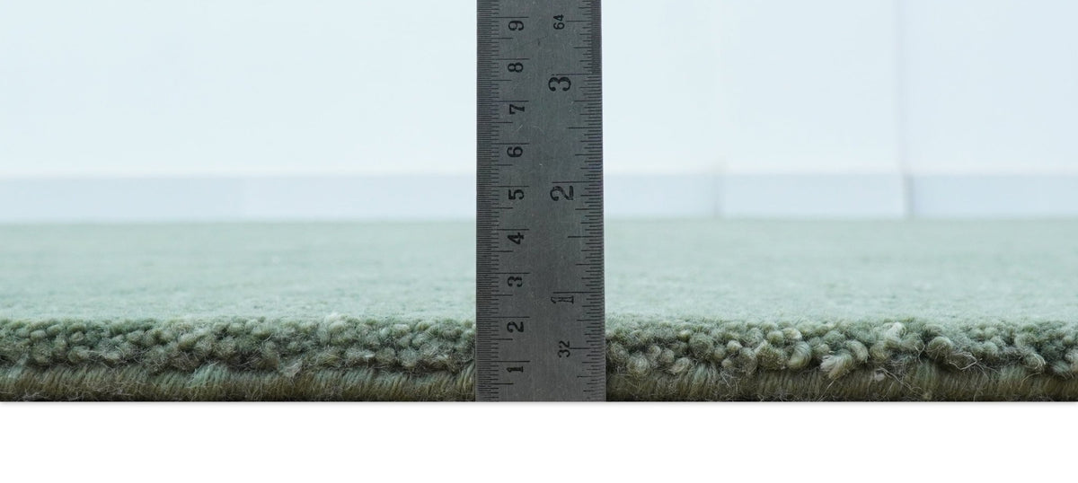 Custom Made Modern Solid Green Hand Tufted Wool Area Rug.