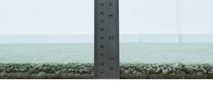 Custom Made Modern Solid Green Hand Tufted Wool Area Rug.