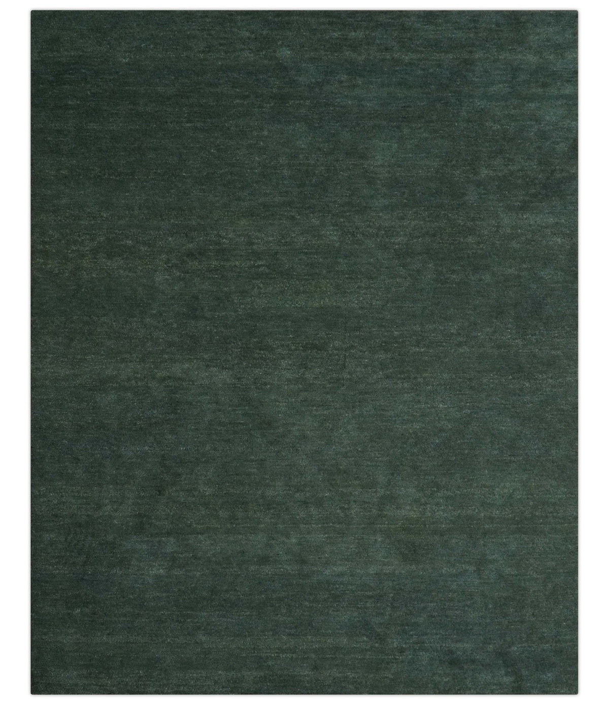 Custom Made Modern Solid Green Hand Tufted Wool Area Rug.