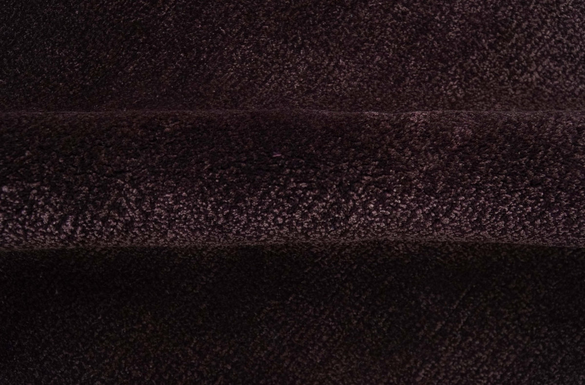 Custom Made Modern Solid Maroon And Gray Hand Knotted Wool And Art Silk Rug.