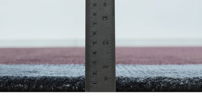 Custom Made Modern Solid Maroon And Gray Hand Knotted Wool And Art Silk Rug.