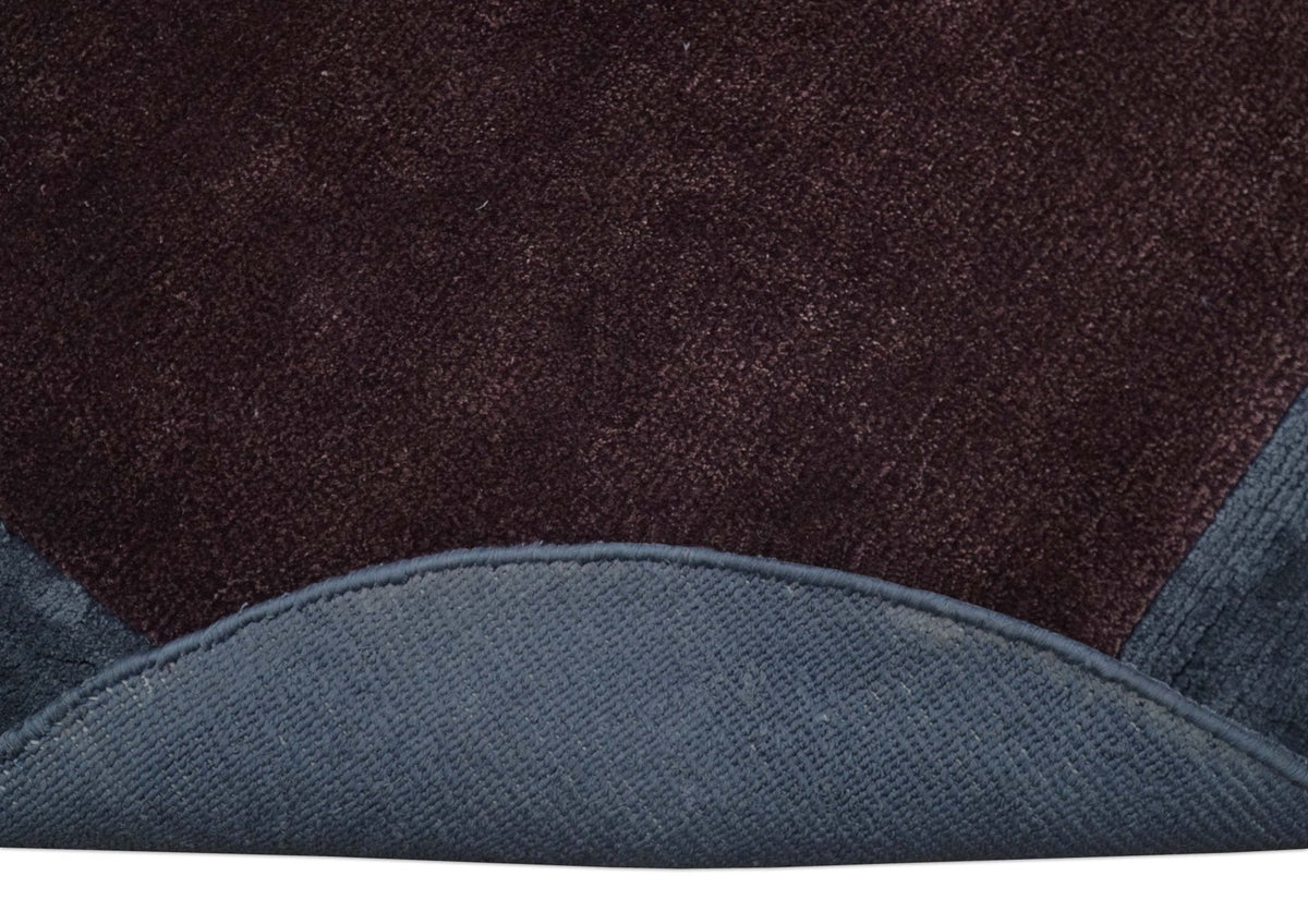 Custom Made Modern Solid Maroon And Gray Hand Knotted Wool And Art Silk Rug.