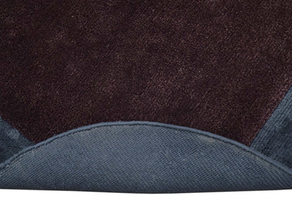 Custom Made Modern Solid Maroon And Gray Hand Knotted Wool And Art Silk Rug.