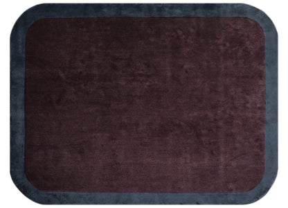 Custom Made Modern Solid Maroon And Gray Hand Knotted Wool And Art Silk Rug.
