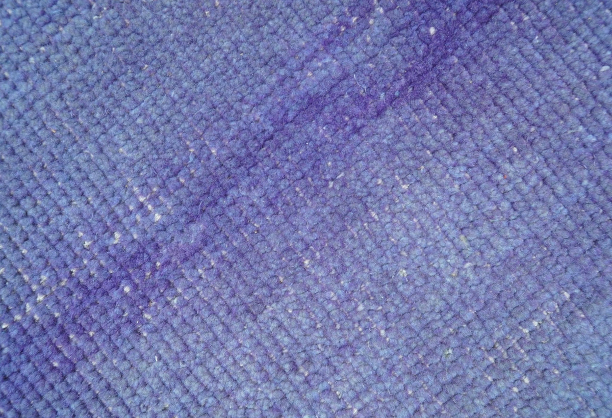 Custom Made Modern Solid Overdyed Blue Hand Knotted Wool Area Rug.