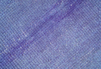 Custom Made Modern Solid Overdyed Blue Hand Knotted Wool Area Rug.