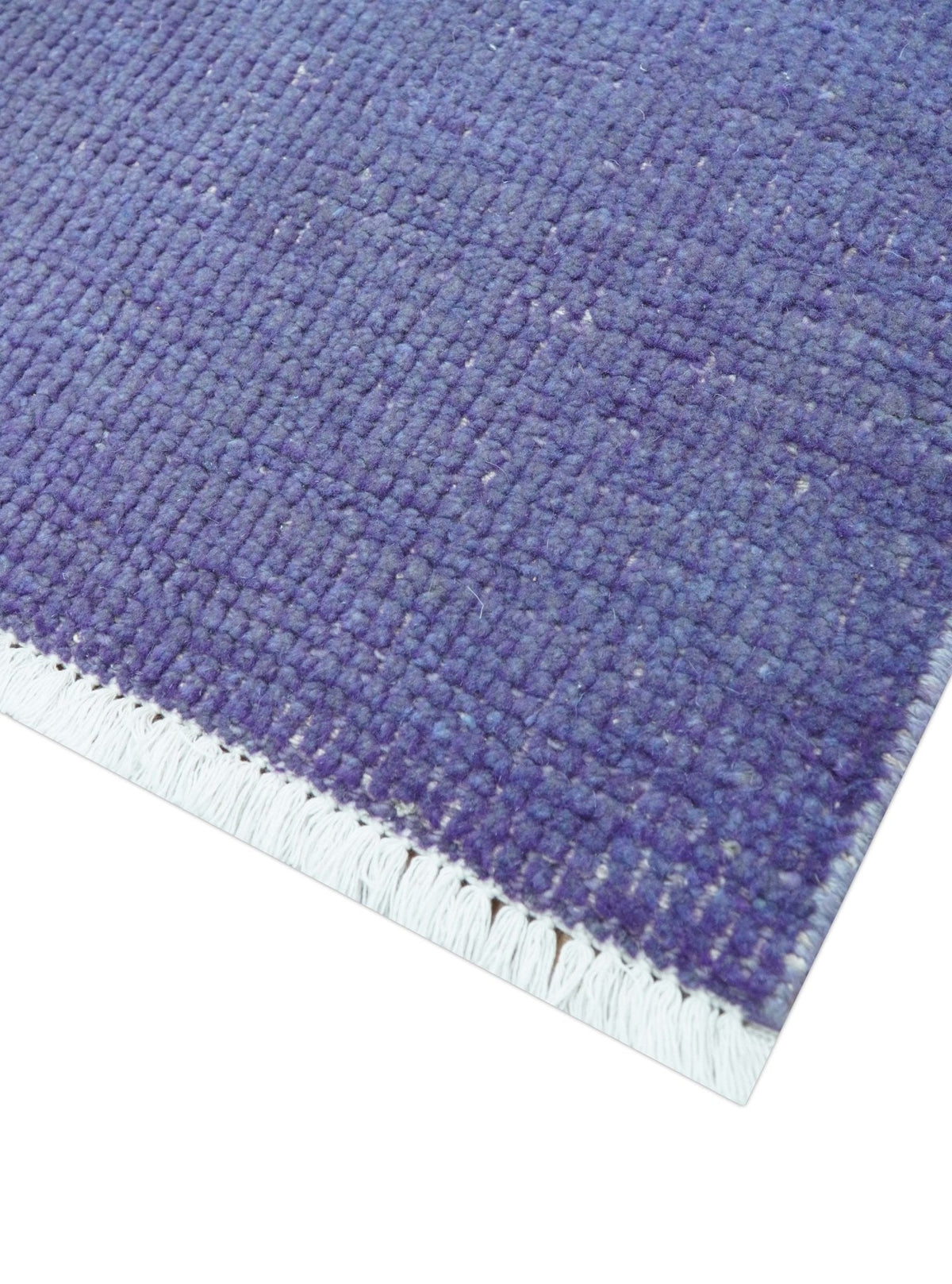 Custom Made Modern Solid Overdyed Blue Hand Knotted Wool Area Rug.