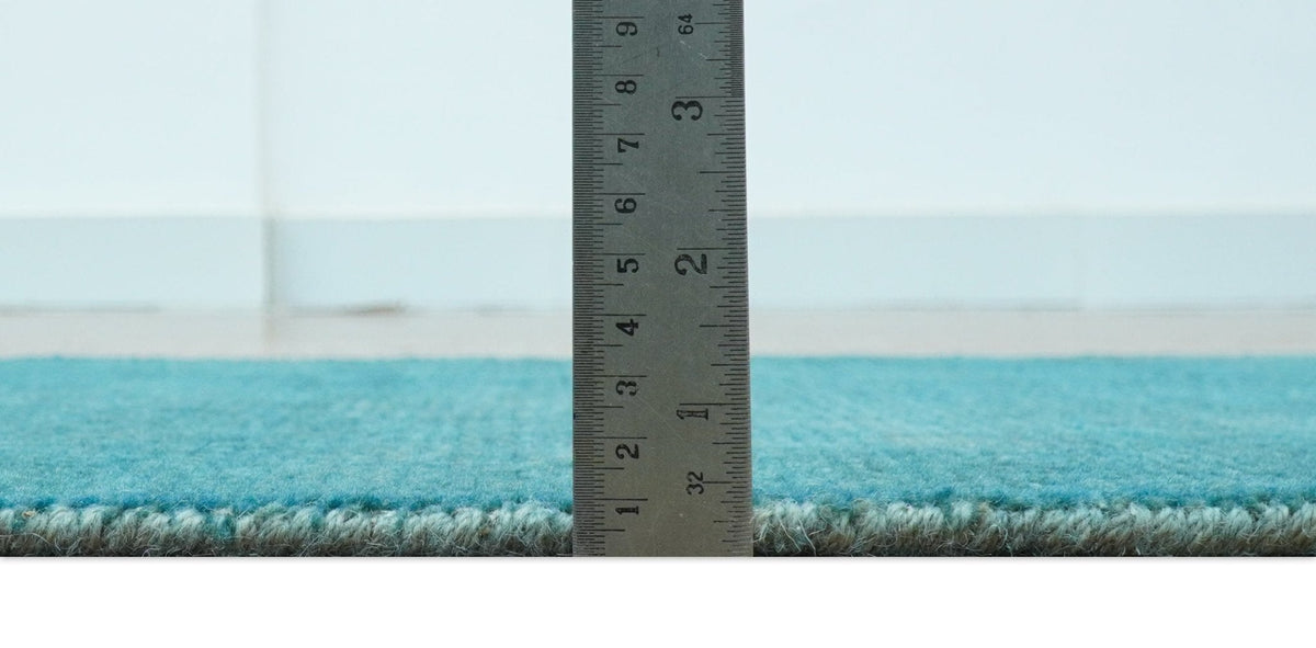 Custom Made Modern Solid Overdyed Blue Hand Knotted Wool Area Rug.