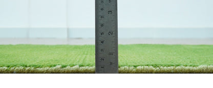 Custom Made Modern Solid Overdyed Green Hand Knotted Wool Area Rug.