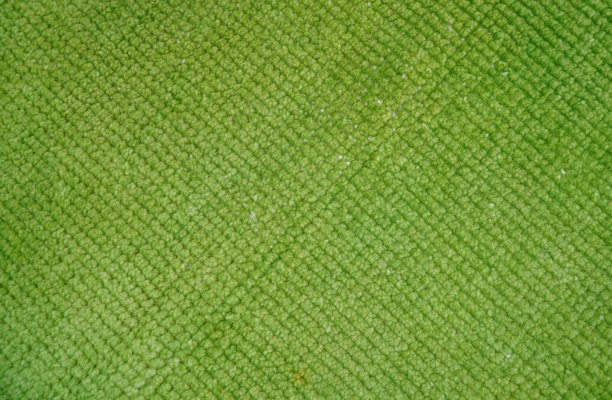 Custom Made Modern Solid Overdyed Green Hand Knotted Wool Area Rug.