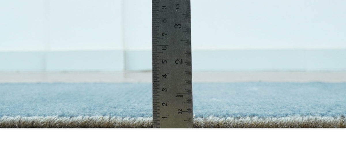 Custom Made Modern Solid Overdyed Light Blue Hand Knotted Wool Area Rug.
