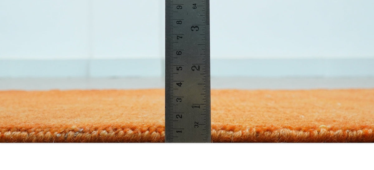 Custom Made Modern Solid Overdyed Orange Hand Knotted Wool Area Rug.