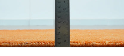 Custom Made Modern Solid Overdyed Orange Hand Knotted Wool Area Rug.