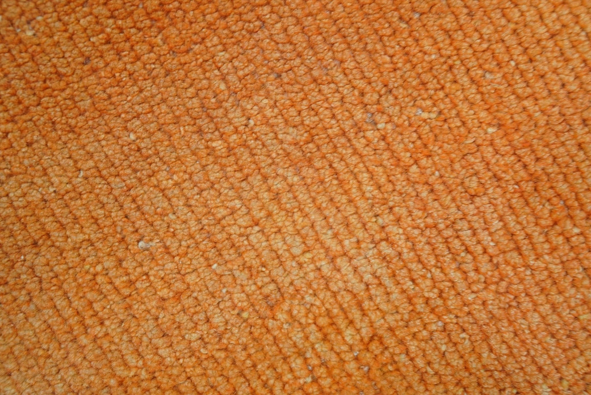 Custom Made Modern Solid Overdyed Orange Hand Knotted Wool Area Rug.