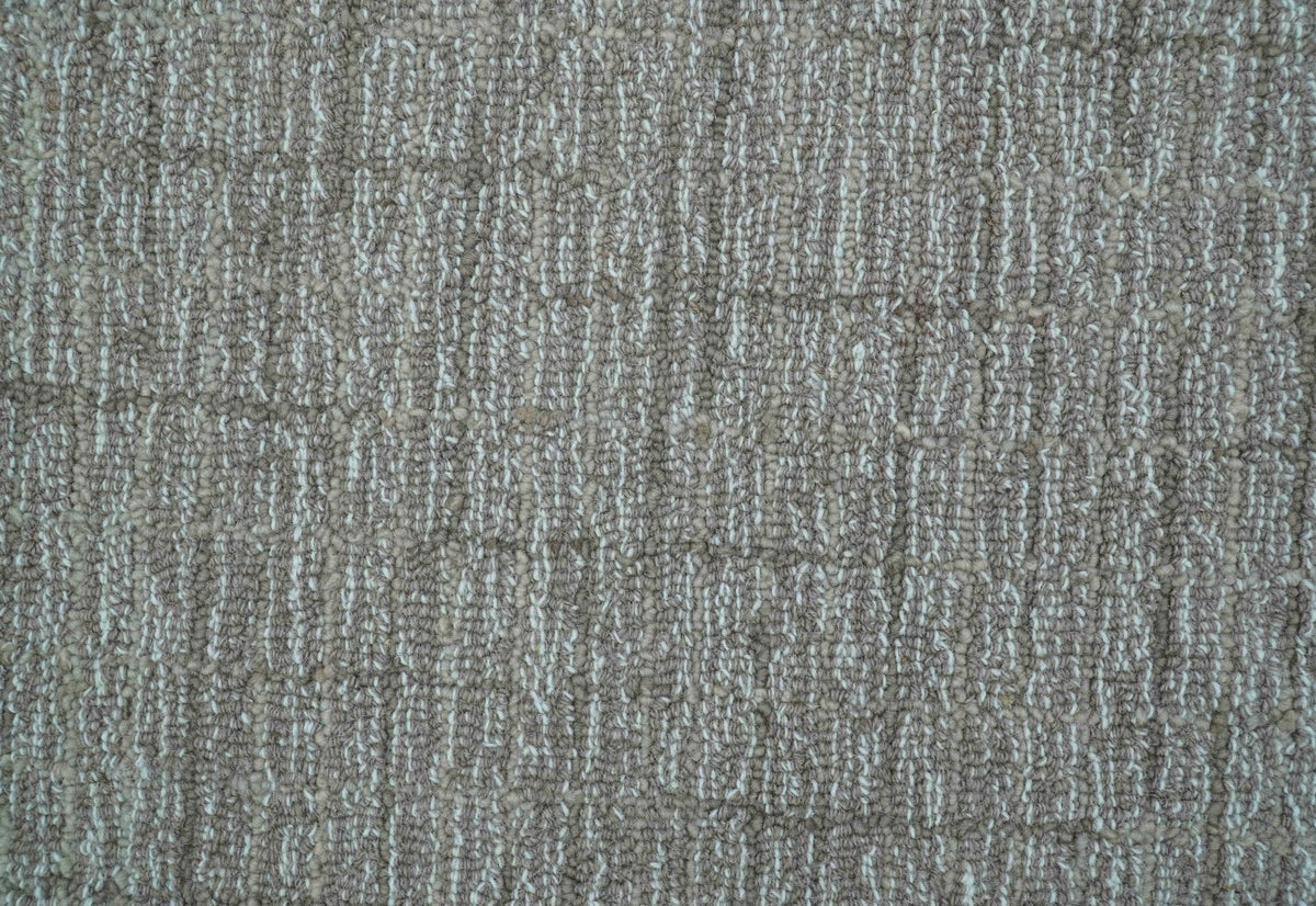 Custom Made Modern Style Brown Hand Tufted Wool Rug.