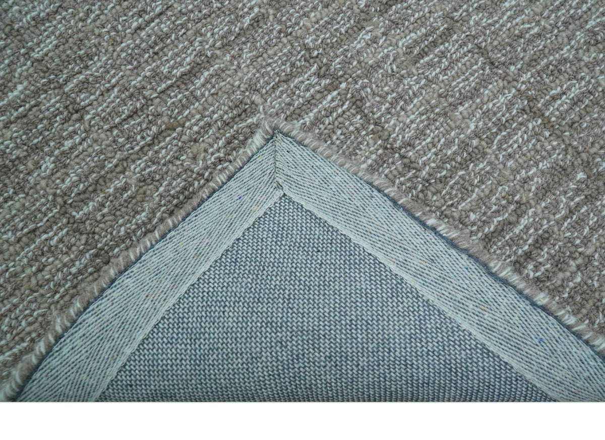 Custom Made Modern Style Brown Hand Tufted Wool Rug.