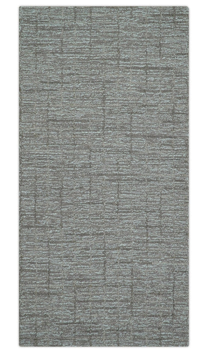 Custom Made Modern Style Brown Hand Tufted Wool Rug.