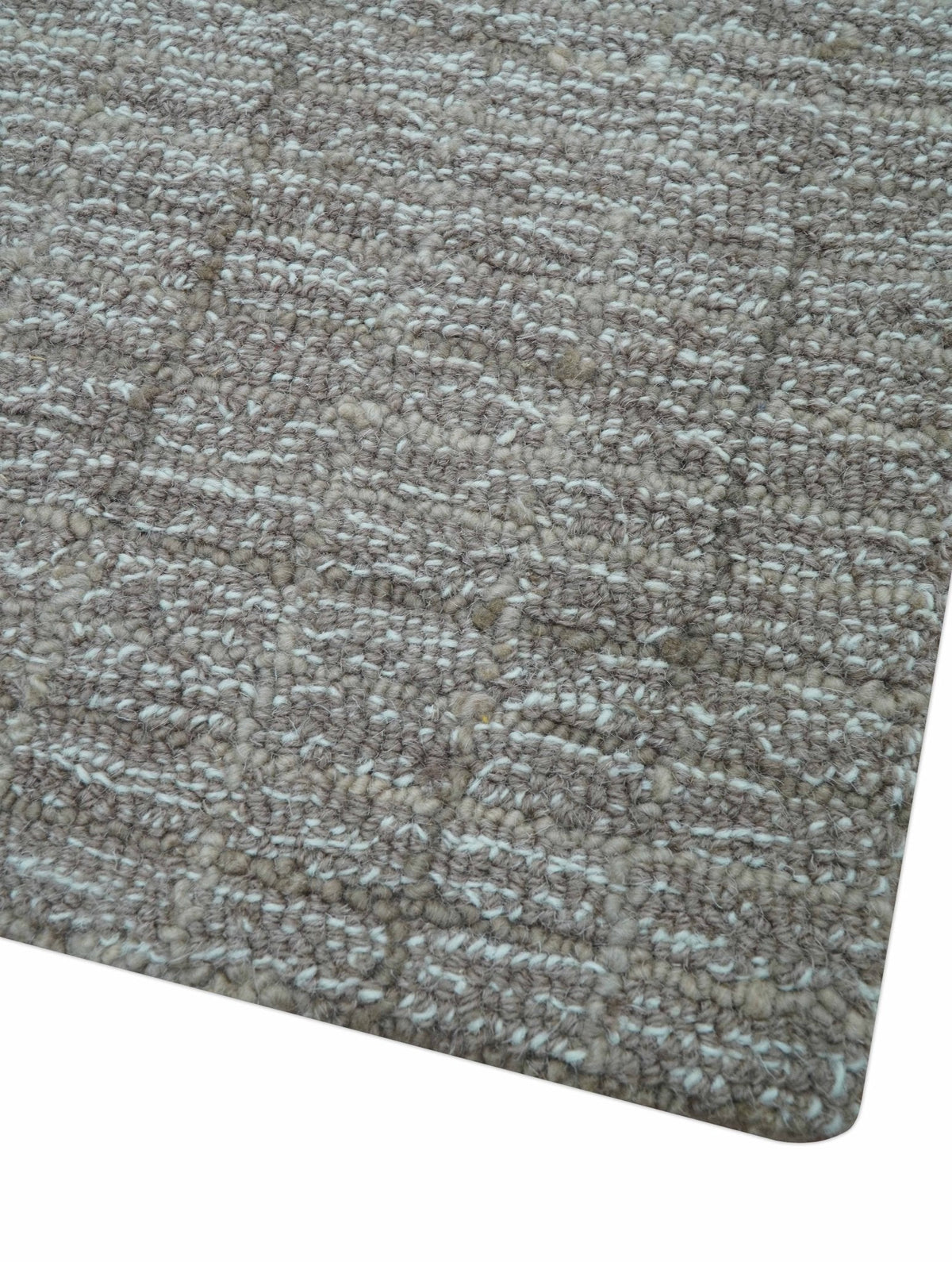 Custom Made Modern Style Brown Hand Tufted Wool Rug.
