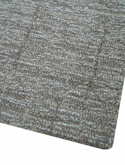 Custom Made Modern Style Brown Hand Tufted Wool Rug.