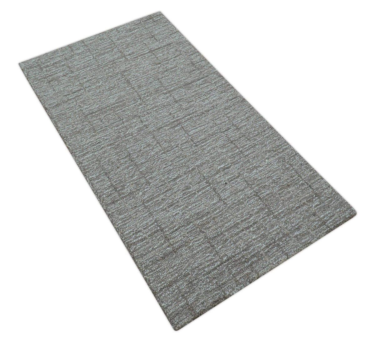 Custom Made Modern Style Brown Hand Tufted Wool Rug.
