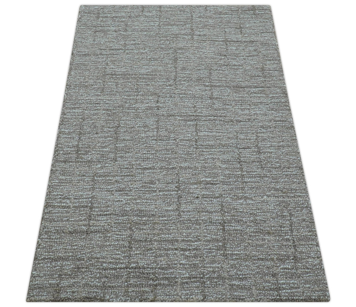 Custom Made Modern Style Brown Hand Tufted Wool Rug.