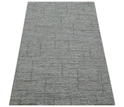 Custom Made Modern Style Brown Hand Tufted Wool Rug.