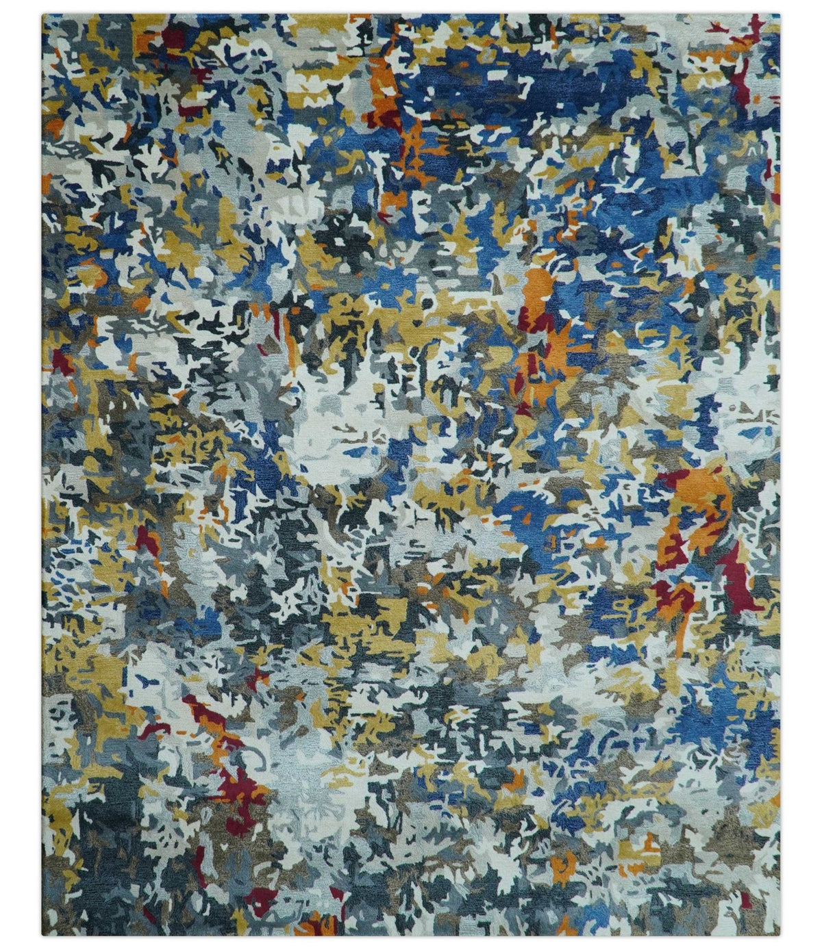 Custom Made Multi-color Modern Abstract Hand Tufted Wool-Art Silk Rug.