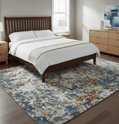 Custom Made Multi-color Modern Abstract Hand Tufted Wool-Art Silk Rug.