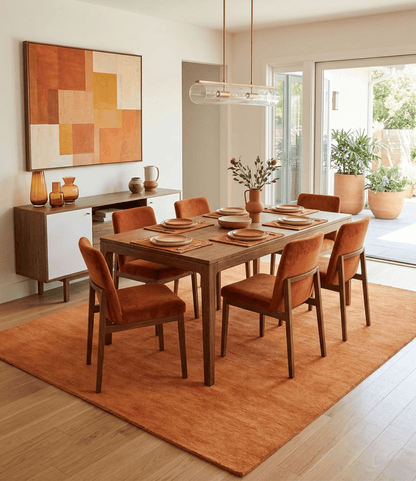 Custom Made orange Solid Woolen Hand Tufted contemporary area Rug.