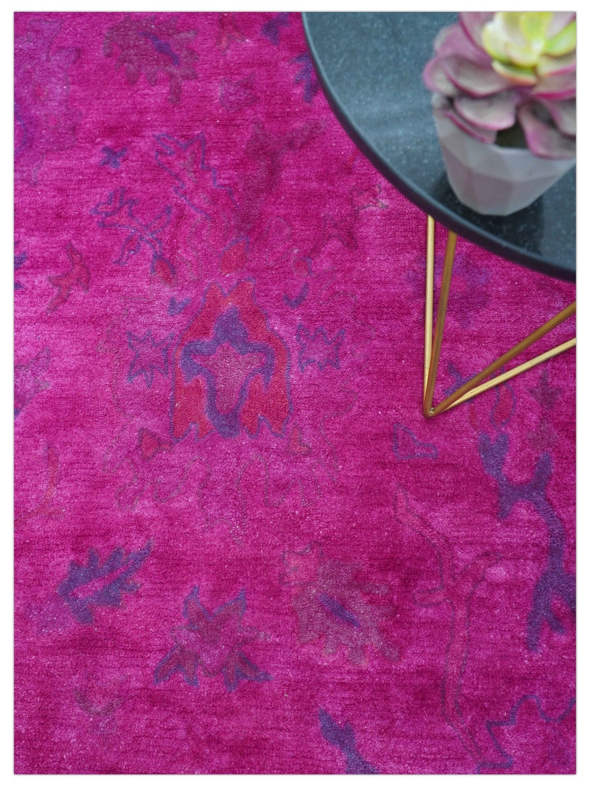Custom Made Overdyed Pink Traditional Oushak Hand Tufted Wool Area Rug.