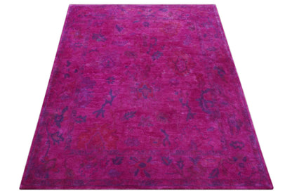 Custom Made Overdyed Pink Traditional Oushak Hand Tufted Wool Area Rug.