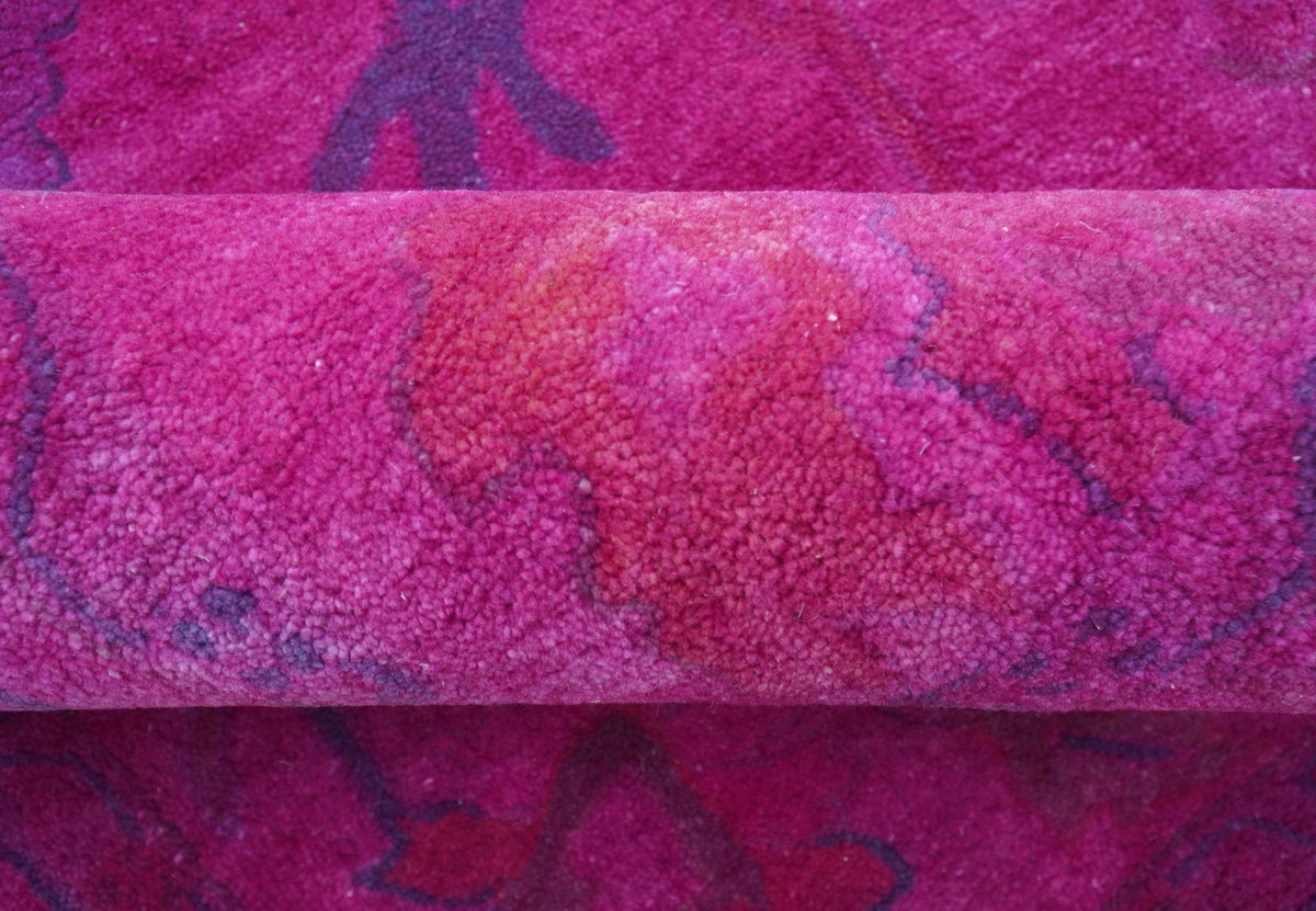 Custom Made Overdyed Pink Traditional Oushak Hand Tufted Wool Area Rug.