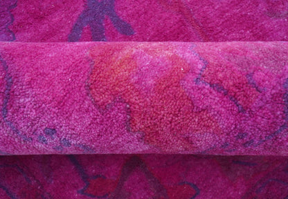 Custom Made Overdyed Pink Traditional Oushak Hand Tufted Wool Area Rug.