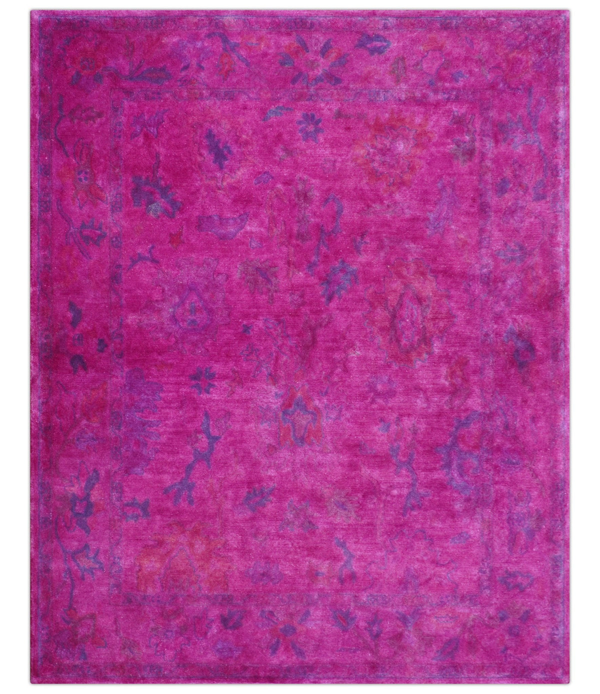 Custom Made Overdyed Pink Traditional Oushak Hand Tufted Wool Area Rug.