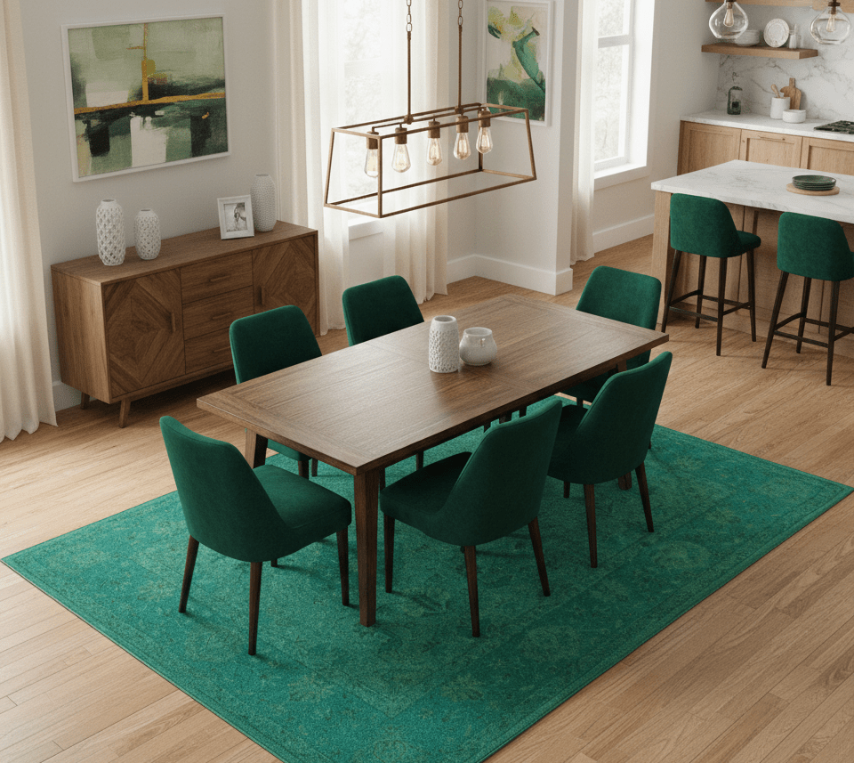 Custom Made Overdyed Traditional Oushak Green Hand Tufted Wool Area Rug.