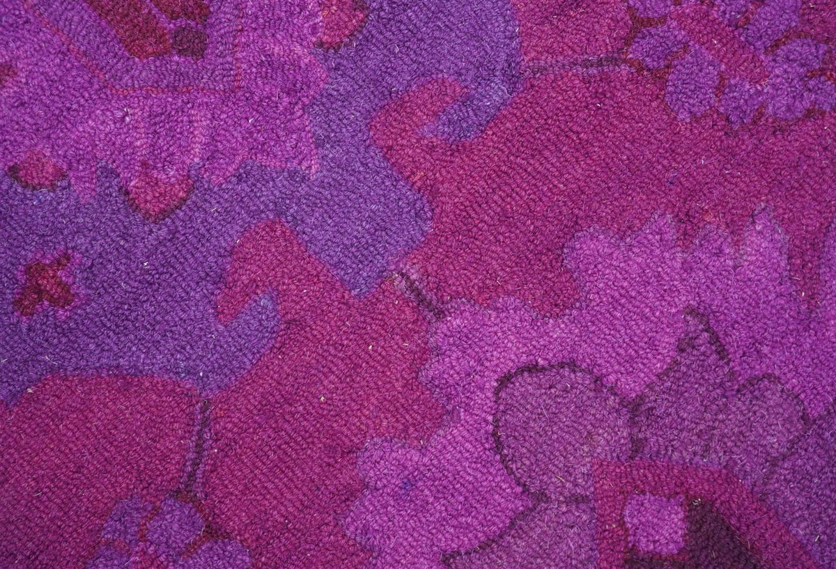 Custom Made Overdyed Traditional Oushak Purple Hand Tufted Wool Area Rug.