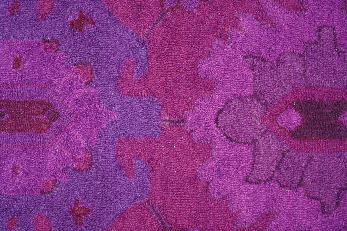 Custom Made Overdyed Traditional Oushak Purple Hand Tufted Wool Area Rug.